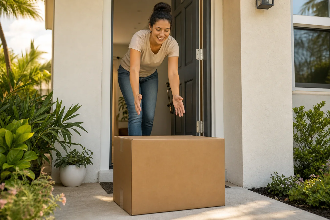 Pantry delivery box on a family front porch