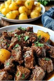 Steak and potatoes meal